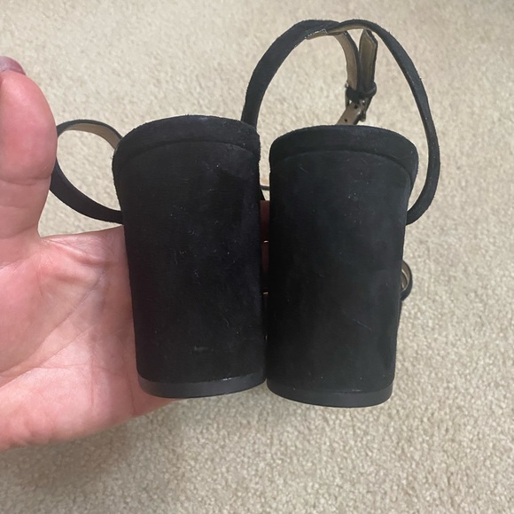 Pelle Moda Black Suede Strappy Block Heel Platform Sandals Size 8M - Picture 7 of 12